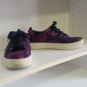 Alex + Alex Navy and Fushia  Floral Sneakers
